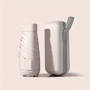 TEMU 나일론 미니 포켓 우산 - 휴대용 6단수동 자외선 차단 파라솔, 듀얼 지퍼 케이스 포함 전천후 컴팩트 여행 액세서리|양산|케이스