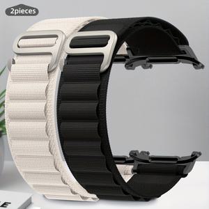TEMU 2-팩 나일론 시계 밴드, for Galaxy Watch Ultra와 호환, 방수 조절 가능한 스트랩, 후크 앤 루프 패스너 걸쇠 포함 (배터리 없음)