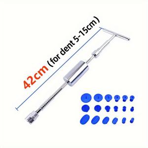 TEMU 차량 움푹 들어간 곳 빼는 도구, T-Dent 수리 키트, 자동차 차체 판금 슬라이드 해머, 접착제가 있는 역해머, 18개 접착제 풀러 세트, 전원 필요 없음, 자동차 차체 패널 수리용