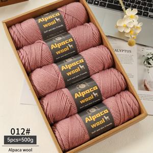 TEMU 5개의 매력적인 엘프 알파카 블렌드 원사 팩, 500g, 뜨개질 및 크로셰를 위한 다색 특수 원사, 부드러운 피부 친화적인 원사, 스웨터, 스카프, 모자, 장갑 및 따뜻한 액세서리를 위한 팩당 5개의 공 포함|모자|스카프|뜨개실