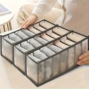 TEMU 3pcs 우아한 비직물 메쉬 의류 보관함, 공간 절약형 옷장 서랍 구분기, 속옷, 청바지, 바지용, 손 세탁 가능 접이식 의류 정리함 포함.