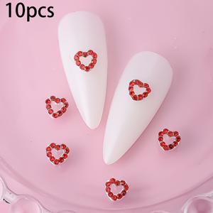 TEMU 10pcs 데이 러브 하트 라인스톤 찬스, 3D 합금 네일 아트 보석, 향이 없는, 다기능 DIY 액세서리, 손톱, 신발, 옷, 가방, 공예 장식