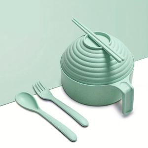 TEMU 뚜껑이 달린 다기능 전자레인지용 국수 그릇, 스푼, 포크, 젓가락 포함, 대학 기숙사, 캠핑, 피크닉에 완벽합니다.