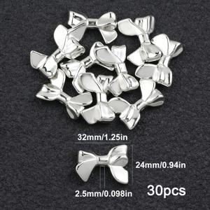 TEMU 24X32Mm 흰색 K 컬러 나비 넥타이 비즈 30개, 구멍이 있는 플라스틱, DIY 팔찌, 목걸이, 귀걸이, 비즈 핸드폰 체인, 쥬얼리 재료, 의류 및 신발 액세서리 제작에 적합한 불규칙한 루즈 비즈.