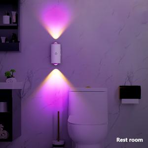 TEMU 조절 가능한 모션 센서 LED 야간 조명, 따뜻한 RGB 그라디언트 벽 램프, 자기 마운트, USB 충전식 실내 스텝 램프, 3가지 조명 모드, 푸시 버튼 제어, 플라스틱 쉐이드, LED 조명 소스, ≤36V, 1500mAh 리튬 배터리, 입구, 침대, 책상, 옷장, 계단용