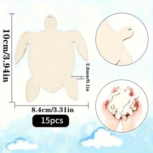 TEMU DIY 페인팅 및 공예용 15개 빈 나무 거북이 장식, 복잡한 껍질 디자인의 연한 노란색 나무 걸이 장식, 축제 결혼식, 파티 및 홈 데코레이션에 완벽, 파티 액세서리 | 맞춤형 장식품 | 나무 장식 아이템