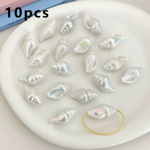 TEMU 10개 아크릴 콘치 비즈 - DIY 보석, 목걸이, 팔찌, 폰 장식, 헤어 타이, 키체인 - 손수 만든 선물 및 공예, 해변 액세서리 | 아크릴 비즈, 바다 테마 장식 | 아크릴 비즈, 바다 테마 장식