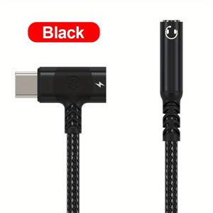 TEMU 갤럭시 S24/S23/S22 울트라, A54, A53용 USB-C 분배기 케이블 (PD 고속 충전 및 3.5mm 오디오 어댑터) - 타입C to 3.5mm 잭 컨버터, 브레이디드 블랙 충전 케이블, 고화질 음성 통화 지원, 오디오 어댑터 케이블 | 고품질 커넥터
