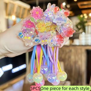 TEMU 5세트 여성용 3D 카툰 토끼 곰 스완 쌀 곡식 꽃 조합 레진 재질 패션 헤어 로프 반짝이는 고급 헤어 액세서리 미드섬 페스티벌, 여행 사진, 어머니의 날 선물 및 기타 행사용 헤어 액세서리