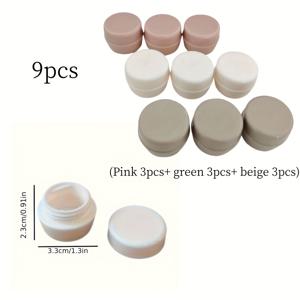 TEMU 9pcs 재충전 가능한 플라스틱 네일 폴리ッシュ 젤 용기, 5g 혼합 및 보관을 위한 빈 화장품 유리병, 손세척만, 뚜껑 클로저, 내구성과 누출 방지 디자인, 네일 살롱 및 가정용으로 완벽합니다