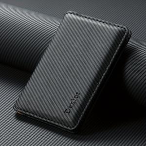 TEMU Denior 울트라 슬림 카본 파이버 지갑, 자석 잠금장치 및 휴대폰 호환성 포함 - 남성을 위한 세련된 블랙 비즈니스 스타일 선물|명함지갑
