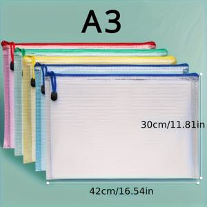 TEMU 5개 세트 - A4/A3 사이즈 폴더, 다색상 투명 PVC 파일 가방, 표준 크기, 문서 및 잡동사니 보관용, 학교 사무실 정리용