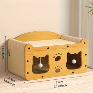 TEMU 실내용 고양이 침대 - 볼과 스크래치 포스트가 있는 대형 접이식 펫 하우스