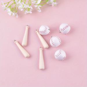 TEMU 8pcs 야구 막대와 공 주문형 - DIY 보석 만들기 키트, 야구 목걸이용 나무 스포츠 패ンデ트, 귀걸이 및 목걸이용, 공예 용품|야구 패ンデ트|실제 텍스처