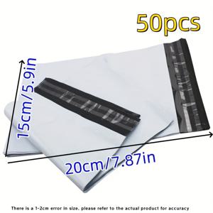 TEMU 50개 화이트 셀프실 자동 접착 택배 봉투 - 배송, 우편 및 보관용 내구성 폴리 메일러, 쉬운 가시성을 위한 투명 창 디자인, 우편 솔루션 | 셀프실 클로저 | 유연한 택배 봉투