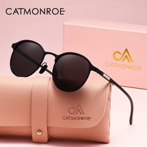 TEMU CATMONROE 시크한 여성용 편광 패션 선글라스 - 가볍고 내구성 있는 금속 프레임, 운전 및 낚시 보호 기능, 스타일리쉬 블랙 & 핑크 디자인, 선물 상자 포함