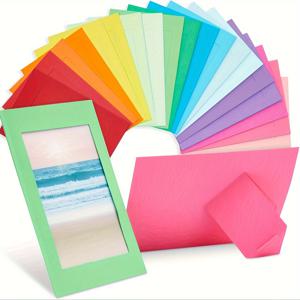 TEMU 100개 팩 4x6 인치 컬러풀 판지 사진 틀, 모던 수평 나무 사진 받침대, DIY, 교실 공예, 가정 및 주방 장식 앨범 용품을 위한 10가지 무지개 색상