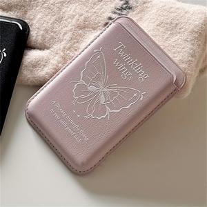 TEMU 1pc 귀여운 Y2K 나비 디자인 인조 가죽 카드 홀더 지갑 케이스 iPhone 16/15/14 Pro Max 용 - 자석 호환, 노트 안됨, 남성 액세서리