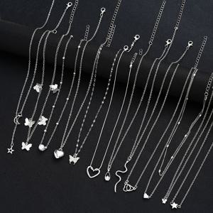 TEMU 12개 세트, 심플 스타일 하트 나비 별 달 뱀 모양 라인스톤 펜던트 목걸이, 아연 합금, 여성 패션 쥬얼리, 데일리 웨어 및 휴가철에 다재다능, 올 시즌 액세서리