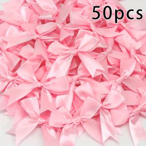 TEMU 50개 데이 장식용 디럭스 핑크와 화이트 리본 보우 - 3.3인치 화려한 장식, 결혼식, 축제, DIY 공예, 선물 포장, 사무실 장식용 - 생일, 휴일, 화환, 결혼식, 브라이덜 샤워, 파티 용품에 완벽함