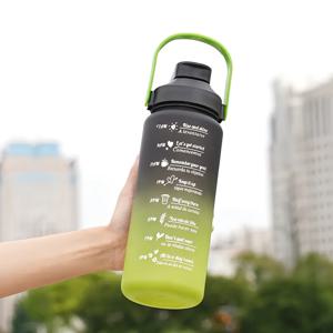 TEMU 그라데이션 컬러 더블 드링크 대용량 빨대 물병, 2L/64OZ 야외 휴대용 스포츠 물병, 피트니스, 캠핑, 학교에 완벽한 선물.