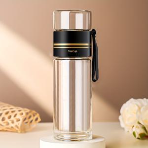 TEMU 1개 500ml/16.8oz 휴대용 유리 티 인퓨저 병, 스테인리스 필터가 있는 이중 벽 보로실리케이트 글라스 티 머그컵 (풀잎 꽃 허브 차 가방용), 사무실·공부·여행용 휴대용 여행 티 머그