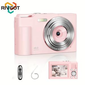 TEMU 디지털 카메라, 64GB SD 카드 포함, 16배 줌, 컴팩트 휴대용 포인트 앤 슈팅 카메라, 필 라이트 기능, 타임랩스, 연속 촬영 가능, 생일 선물, 크리스마스 선물