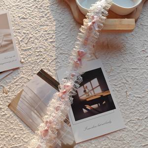 TEMU 1 야드 * 3.5cm 더블 레이어드 레이스, 보우노트 트림, 리본 레이스 엣지, DIY 수제 의류, 선물 상자 포장, 자수, 니트 용품, 수선 엣지, 장식 레이스 액세서리에 적합합니다.