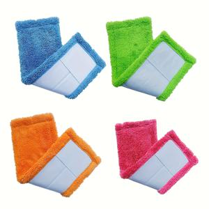 TEMU 4pcs 코랄 플리스 모프 헤드 세트, 높은 흡수력과 내구성이 뛰어난 교체 패드, 가정 청소용, 표준 모프 핸들과 호환, 색상