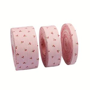 TEMU DIY 리본용 체리 폴리에스터 실 테이프 3롤 세트, 헤어 액세서리, 선물 포장, 가방 장식, 일반 계절 장식 - 공예용