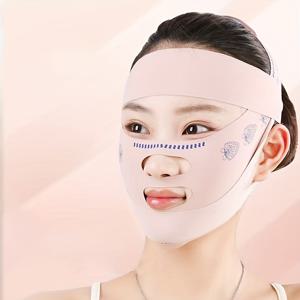 TEMU V-페이스 블랙 테크놀로지 페이셜 컨투어링 마스크와 V라인 턱 라인 리프트 스트랩 - 이중턱 감소용 재사용 가능한 비리프팅, 직장/가정/여행용 얼굴 리프팅 장치