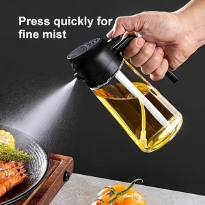 TEMU 1pc 누수 방지 올리브 오일 스프레이 병 - 이중 용도 플라스틱 디스펜서, BPA 프리, 손 세척 전용, 요리 및 보관에 이상적, 채소 및 고기 조리에 완벽|오일스프레이