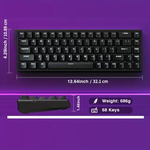 TEMU AULA WIN68 HE 기계식 게임 키보드 60% 기계식 느낌, 자석 스위치, 조절 가능한 시작, 8000Hz 휠 스피너, RGB 백라이트 유선 키보드, 노트북/PC 게이머용|키보드|독거미키보드