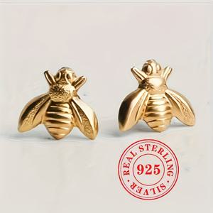 TEMU 창의적인 디자인의 세련된 귀걸이 한 쌍, 귀여운 작은 벌 귀걸이, 1그램의 S925 스털링 실버로 만든 여성용 패션 파티 동물 귀걸이 주얼리.