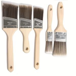TEMU [5pcs Shedding Paint Brushes] 5pcs 부드러운 브리스틀 페인트 브러시 세트, 나무 손잡이, Shedding, 금속 강화, 페인팅 및 염색을 위한 산업용 청소 브러시