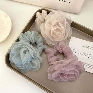 TEMU 3pcs 3차원 메시 카멜리아 헤드밴드, 프랑스 우아한 꽃 헤드밴드, 고급스러운 느낌, 작은 향수 스타일, 단색 헤드밴드