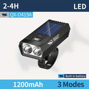 TEMU 1개 미소 짓는 상어 LED 태양광 USB 충전식 자전거 라이트 - 초밝기 3가지 모드(고/저/스트로브), 18650 리튬 배터리, 핸들바 장착 쉬운 설치, 도로/산악자전거용, 야간 라이딩 안전, 바이커 액세서리|자전거