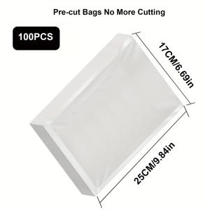 TEMU 100pcs 진공 포장기 봉투, 투명 일회용 식품 포장 봉투, 식품 보존 밀봉 봉투, 과일, 채소, 고기 및 곡물용, 주방 정리 및 보관용품, 주방 용품