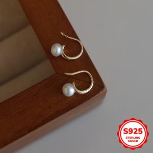 TEMU 0.9g S925 스털링 실버 인조 진주 후크 귀걸이, 우아한 트렌디 럭셔리 모조 진주 귀걸이 - 여성용 완벽한 결혼식 약혼 및 생일 선물, 크리스마스에 가장 적합