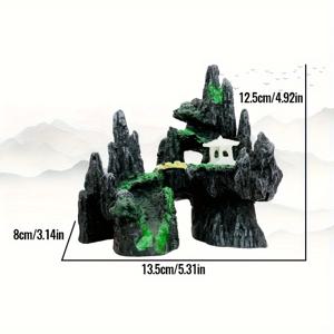 TEMU 수족관 산 풍경 돌과 이끼 나무 동굴이 있는 암석 장식품, 물고기 탱크 돌 조각 풍경, 수생 장식