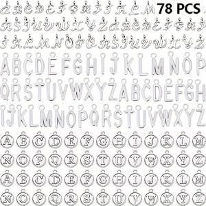 TEMU 78개 패션 알파벳 장신구, DIY 주얼리 만들기 위한 아연 합금 문자 비즈, 팔찌, 목걸이 및 펜던트 제작을 위한 A-Z 대문자 문자 펜던트, 장신구 액세서리