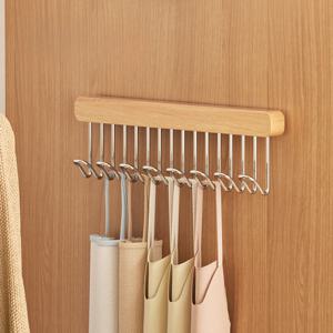 TEMU 텔레스코픽 후크가 있는 현대식 나무 풀아웃 옷장 건조대 - 속옷과 조끼 보관을 위한 벽면 장착 옷걸이|빨래건조대
