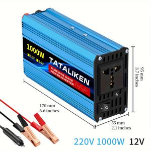 TEMU 퓨어 사인 웨이브 파워 인버터 1000W 온보드 파워 컨버터 충전기 플러그, 멀티기능 인버터 피크 1000W 온보드 인버터 DC 12V to AC 220V 파워 인버터 USB 충전기 포함, RV, 여행, 범용 콘센트, 배터리 없음