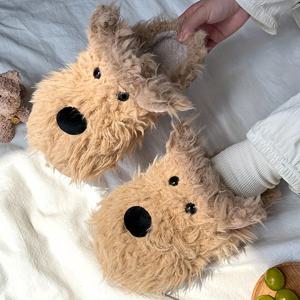 TEMU 여성용 포근한 만화 개 인형 슬리퍼 - 따뜻하고 편안한 실내화, 귀여운 인형 디자인, 미끄럼 방지 EVA 밑창, 스트레이, 캐주얼, 커플 슬리퍼