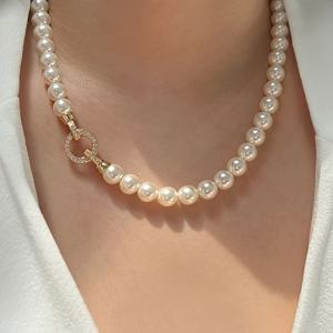 TEMU 우아하고 로맨틱한 10mm 고품질 인조 목걸이, 캐주얼 착용이나 발렌타인데이 또는 어머니날 선물로 완벽한 클래식 선택—선물 상자 미포함|목걸이