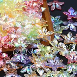 TEMU 100개 입방 아이리스 아크릴 꽃 비즈, 24mm 펀칭 혼합 색상 DIY 쥬얼리 만들기, 수제 팔찌, 목걸이, 귀걸이 및 공예 장식
