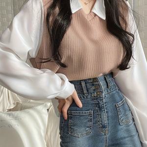 TEMU 여성을 위한 두 조각의 폴로 칼라 셔츠, 봄 캐주얼 웨어에 완벽합니다. 한국 스타일 Y2K 탑으로, 여유로운 핏을 제공하며 봄과 가을에 직장 통근과 캐주얼 아웃팅에 적합합니다.