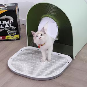TEMU HOOPET 초대형 & 두꺼운 고양이 모래 매트 - 100% 먼지 방지, 쉽게 청소, 효율적인 모래 잡아내기를 위한 안티 스플래시 디자인과 중공 PP 소재 - 실내 고양이 화장실에 이상적, 초대형 고양이 모래 매트