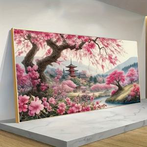 TEMU Enchanted Castle 5D DIY 페인팅 키트 - 대형 19.7x39.4 인치 프레임리스 벽화, 전체 라운드 라인스톤 공예, 침실, 사무실 및 거실 장식에 이상적, 성전 페인팅 키트, 휴일 파티 장식, 수공예, 숫자 페인팅, DIY 공예|보석십자수