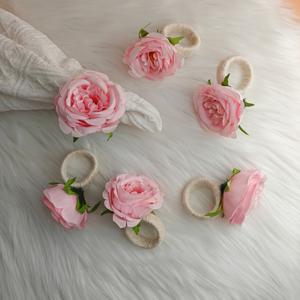 TEMU 6pcs 우아한 핑크 페오니 넥타이 링 - 손으로 만든, 버클과 트윈 디자인, 결혼식, 점심, 피크닉, банк릿, 생일, 크리스마스, 데이, 추수 감사절 테이블 장식, 웨딩 테이블 장식에 완벽합니다.